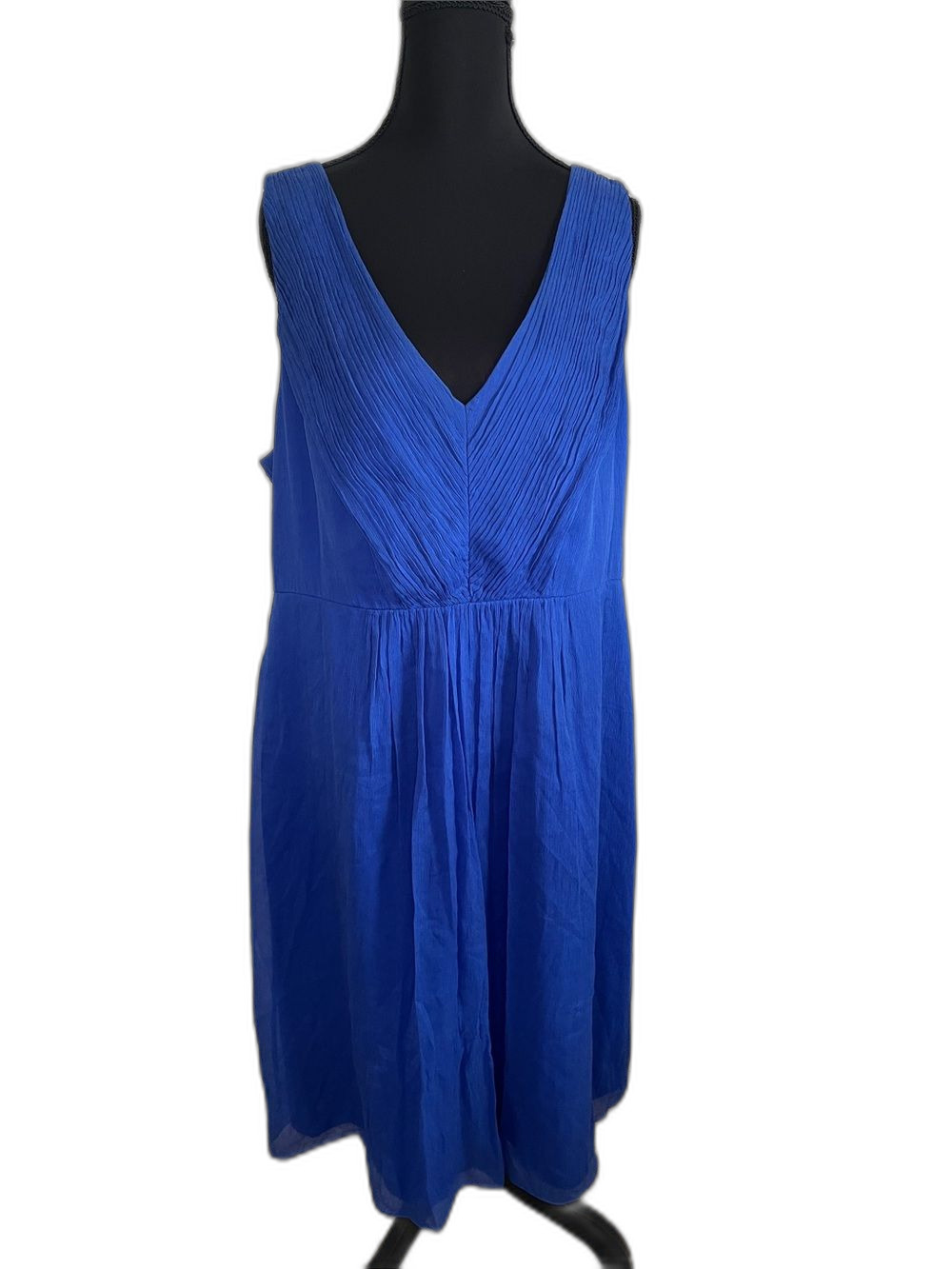 J Crew Louisa Silk Chiffon Pleated V Neck Cobalt Blue Dress Bridesmaid 20 NWT